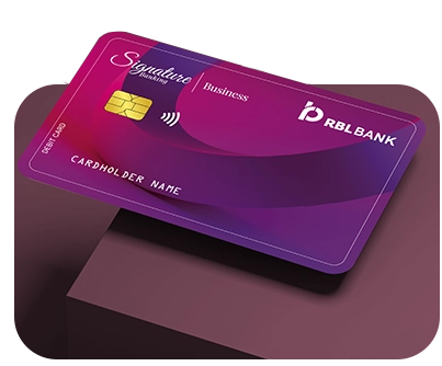 Signature Business Debit Card offering cashback, milestone rewards, airport lounge access, movie tickets, and fuel surcharge waiver