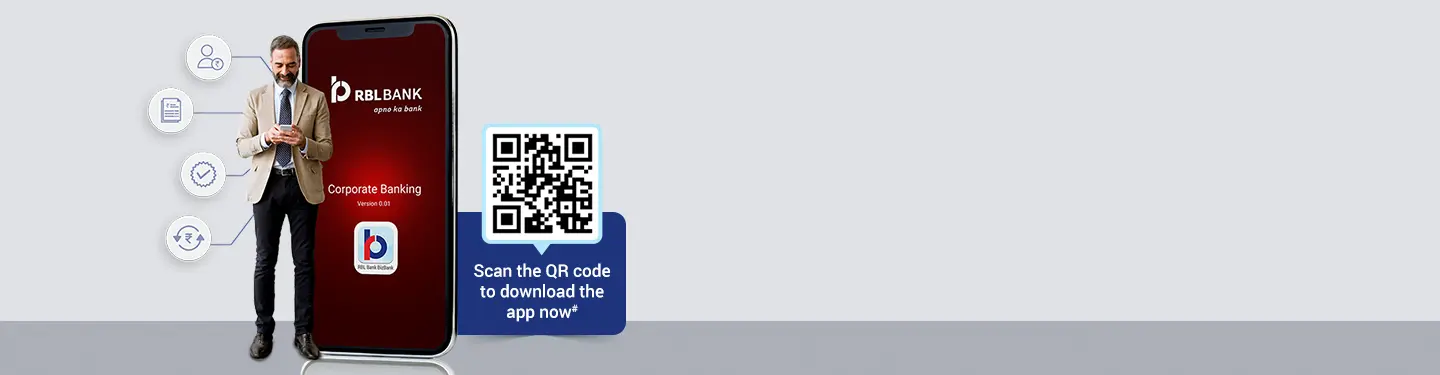 RBL Biz Bank app for seamless corporate banking experience on the go, with real-time transactions and account management